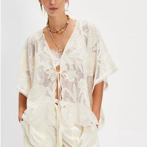 Free People Willow Tie Front Cape Ivory